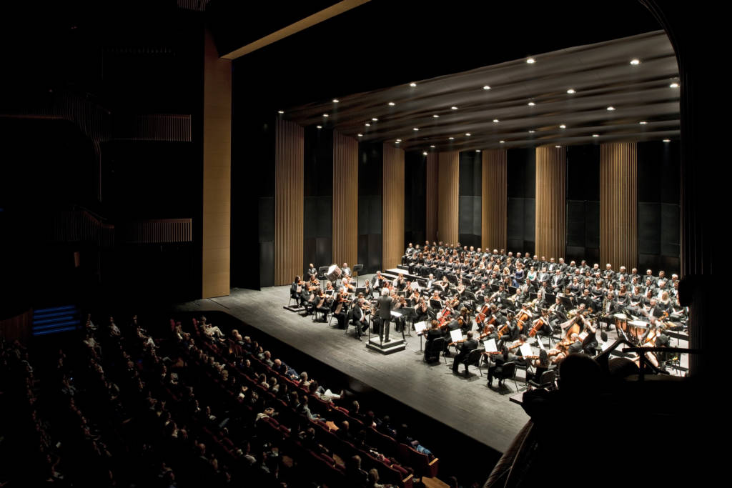 Zorlu Cultural Center PSM Istanbul theatre auditorium with orchestra